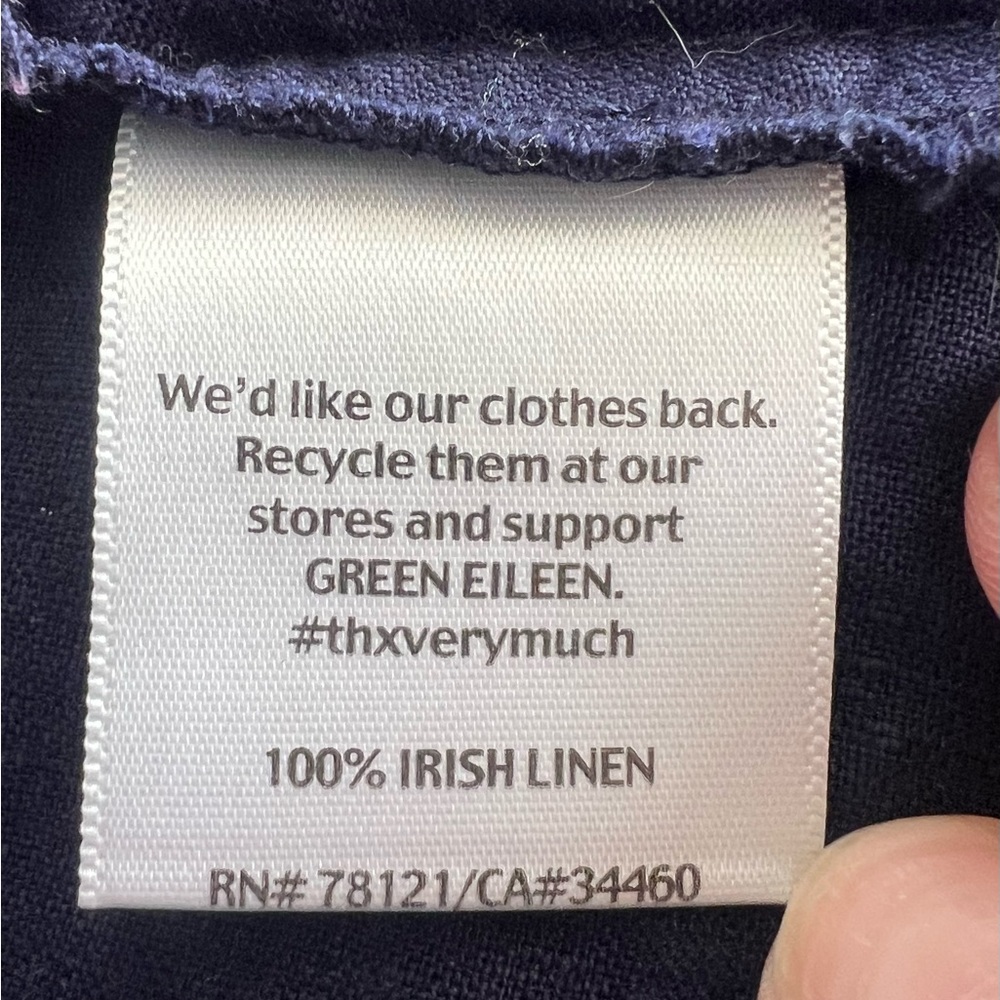 EILEEN FISHER MIDNIGHT HANDKERCHIEF 100% IRISH LINEN DRESS SZ SMALL LINED EUC - Picture 6 of 14